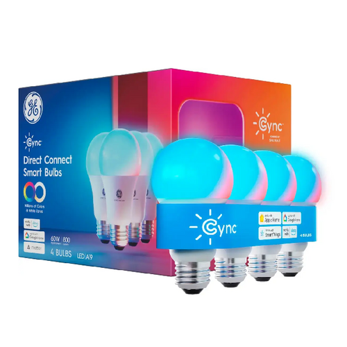 Save $15 on the GE Cync A19 Smart LED Bulb Matter Compatible (4 Pack)