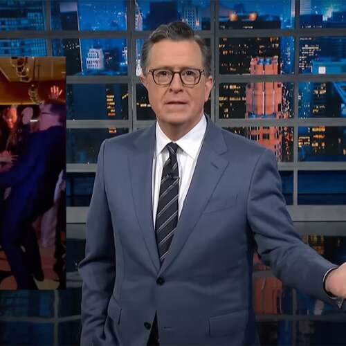 Stephen Colbert gleefully responds to viral clip of himself dancing with Oprah