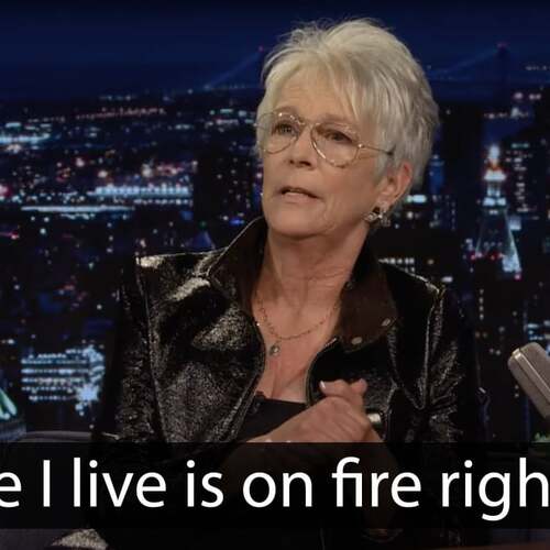 Jamie Lee Curtis gives an emotional speech about the LA wildfires