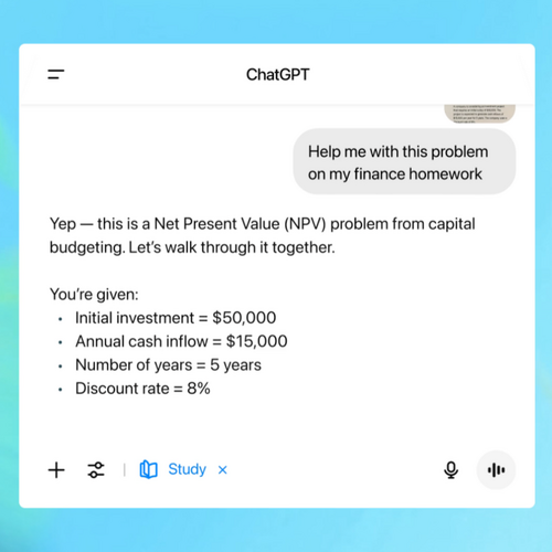 ChatGPT Adds Study Mode Focused on 'Real Learning' Instead of Direct Answers